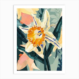 Colourful Flower Illustration Daffodil 2 Art Print