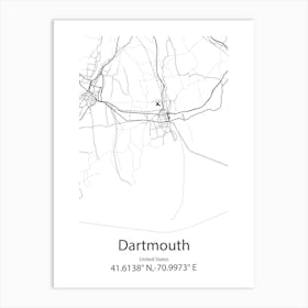 Dartmouth,United States Minimalist Map Art Print