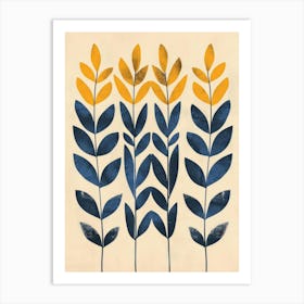 Blue And Yellow Leaves 1 Art Print