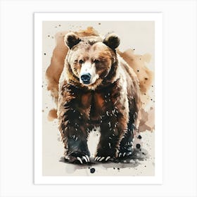 Brown Bear Watercolor Painting Art Print