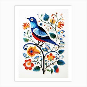 Scandinavian Bird Illustration Robin 1 Art Print