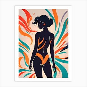 Radiant Silhouette: A Black Woman In A Bikini Art Print