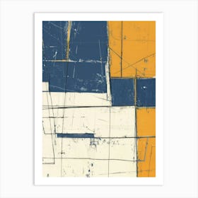 Abstract Blue And Yellow Painting Art Print