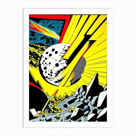 Asteroid Mining Bright Comic Space Art Print