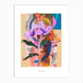 Flax Flower 1 Neon Flower Collage Poster Art Print