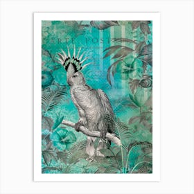Cockatoo Paradise Turquoise Art Print