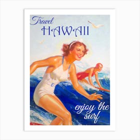 Travel Hawaii Enjoy The Surf Retro Vintage Poster Art Print