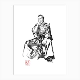 Smoking Samurai Art Print