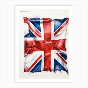 An Authoritative Watercolor Render Of The Distinguished United Kingdom Flag With Its Deep Red Cross (2) Art Print