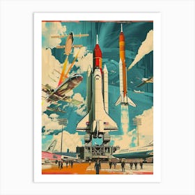 Air Space Museum New York Colourful Silkscreen Illustration 4 Art Print