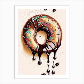 Bite Sized Bagel Pieces Dipped In Melted Chocolate And Sprinkles Marker Art Art Print