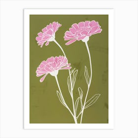 Pink & Green Asters 1 Art Print