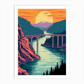 Columbia River Washington Retro Pop Art 16 Art Print