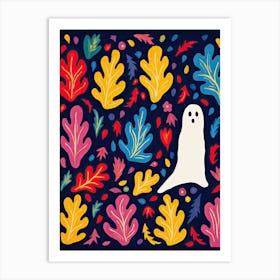 Autumn Fall Spooky Ghosts, Matisse Style, Halloween Art Print