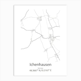 Ichenhausen,Germany Minimalist Map Art Print