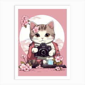 Kawaii Cat Drawings Photographer 2 Art Print