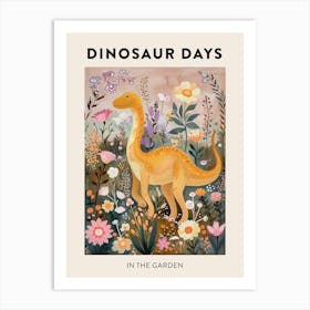 Dinosaur In The Garden Poster 2 Art Print