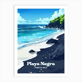 Playa Negra Puerto Rico Black Sand Beach Digital Travel Art Art Print