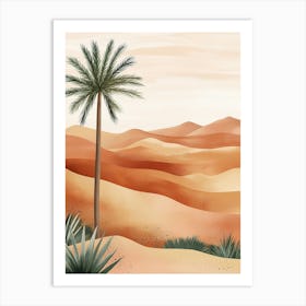 Desert Landscape With Palm Tree Art Print