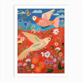 Maximalist Bird Painting Northern Cardinal 3 Art Print