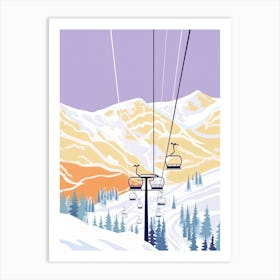 Telluride Ski Resort   Colorado, Usa, Ski Resort Pastel Colours Illustration 3 Art Print