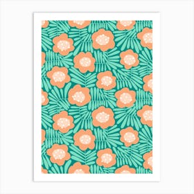 Into The Garden - Climbing Flowers Retro Floral Soft And Happy Art Print