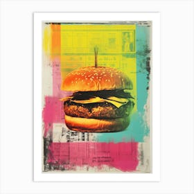 Retro Burger Risograph Inspired 1 Art Print