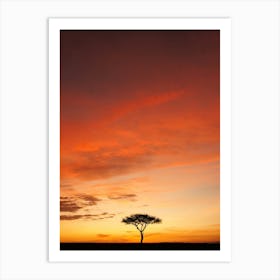 Lone Tree At Sunrise Kenya  Art Print