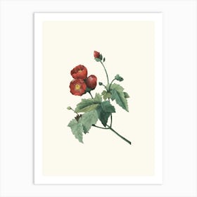 Antique Vintage Flower Illustration - Red 1 Art Print