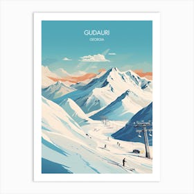 Poster Of Gudauri   Georgia, Ski Resort Illustration 0 Art Print