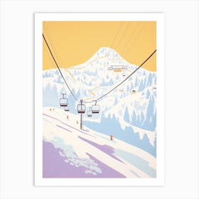 La Plagne   France, Ski Resort Pastel Colours Illustration 1 Art Print