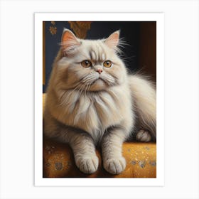 Cute Persian White Cat Relaxing Art Print