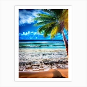 Palm Tree On The Beach Art Print