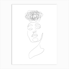 Abstract face line art 4 Art Print