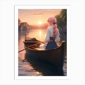 Girl on the boat Art Print