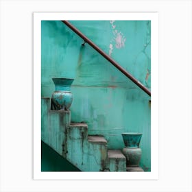 Stairway With Pots Art Print