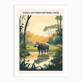 Royal Chitwan National Park Midcentury Travel Poster Art Print