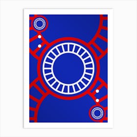 Geometric Glyph in White on Red and Blue Array n.0097 Art Print
