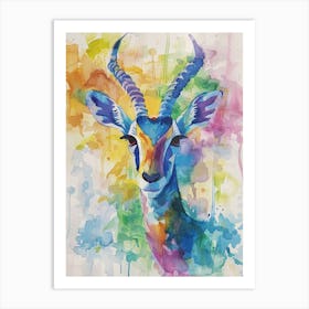 Gazelle Colourful Watercolour 3 Art Print