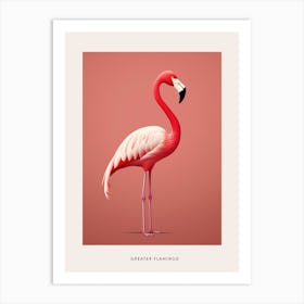 Minimalist Greater Flamingo 3 Bird Poster Art Print