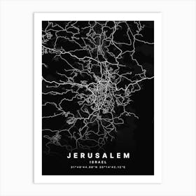 Jerusalem Israel Black Map Art Print