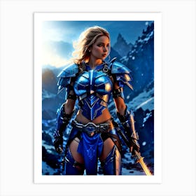 Warrior Girl In Blue Art Print