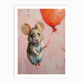 Cute Mouse 2 With Balloon Art Print