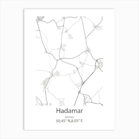 Hadamar,Germany Minimalist Map Art Print