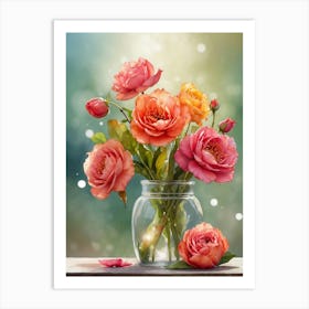 Roses In A Vase 2 Art Print