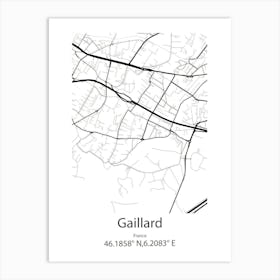 Gaillard,France Minimalist Map Art Print