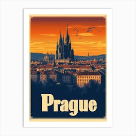 Aihrgdesign A Retro Travel Poster For Prague Art Print