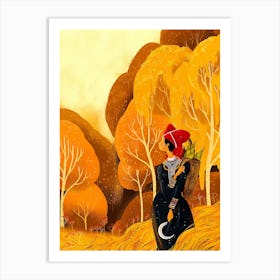 Highland Girl and Autumn Art Print