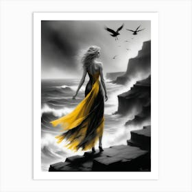 Girl In A Yellow Dress 2 Art Print