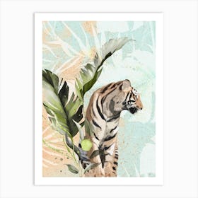 Tiger With Leaf Art Print